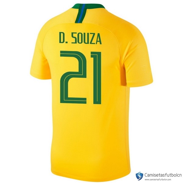 Camiseta Seleccion Brasil Primera equipo D.Souza 2018 Amarillo
